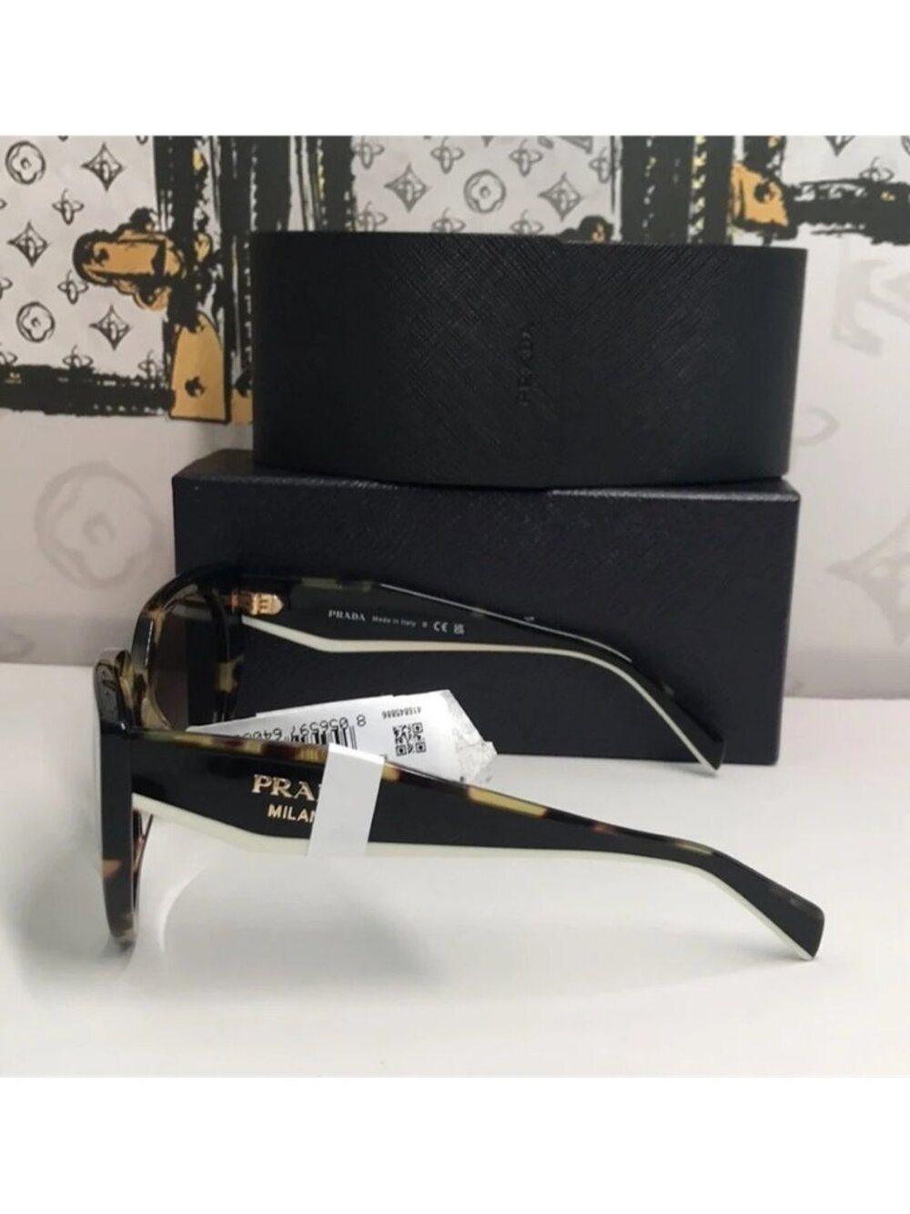 New Authentic Prada Cat Eye Sunglasses PR 14WS – Tortoise & Powder Frame - Picture 12 of 15